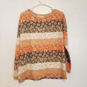 NWT OVERSIZED Striped Cheetah Print Top